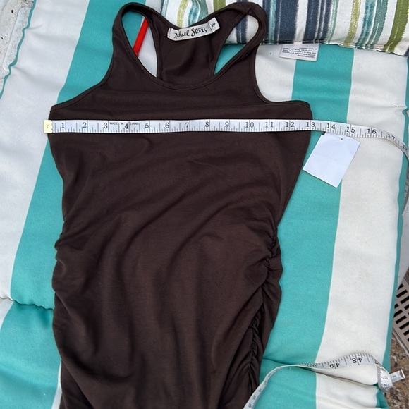 New Michael Stars Racer Back Ruched Midi Dress Oxide Size XS - Picture 8 of 10